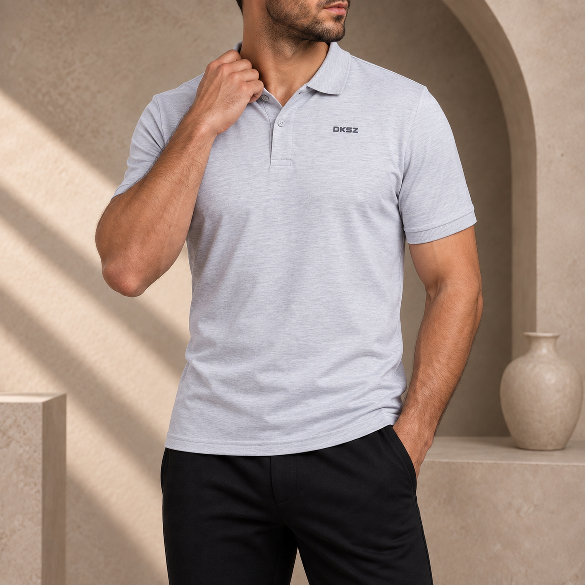 Poloshirt DS-61 PETIT lightgrey/m.